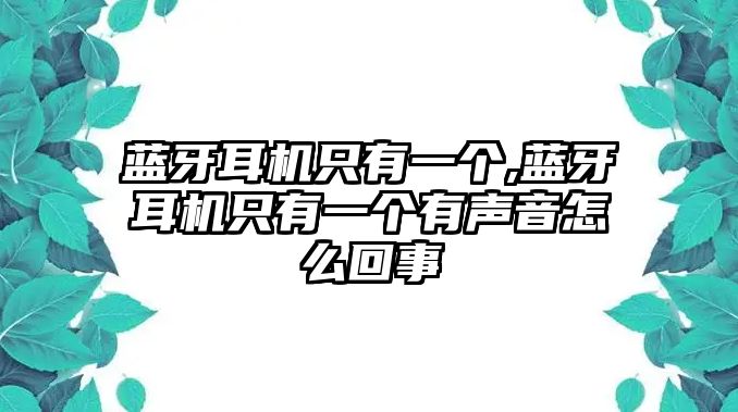 藍(lán)牙耳機(jī)只有一個,藍(lán)牙耳機(jī)只有一個有聲音怎么回事