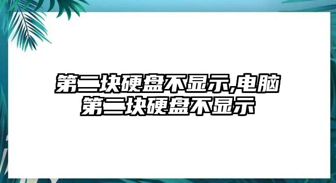 第二塊硬盤不顯示,電腦第二塊硬盤不顯示