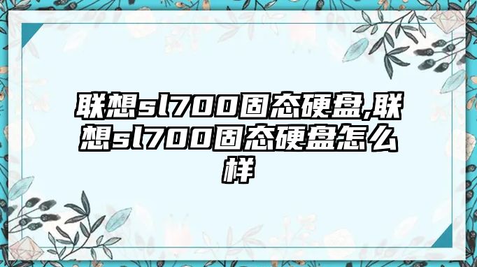 聯(lián)想sl700固態(tài)硬盤,聯(lián)想sl700固態(tài)硬盤怎么樣