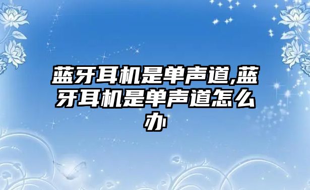 藍(lán)牙耳機是單聲道,藍(lán)牙耳機是單聲道怎么辦